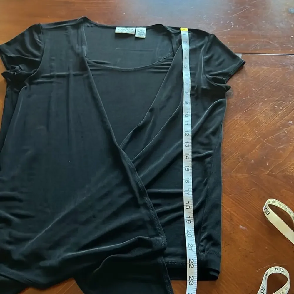 Chico’s Travelers 1  Black Layered Look Slinky Knit Top Blouse Woman Size 8